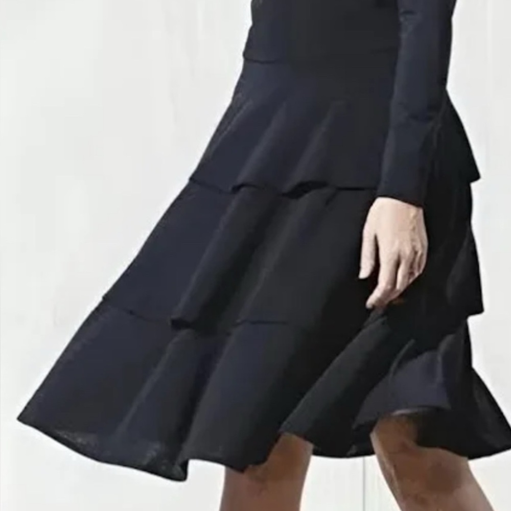 LuLaRoe Georgia Dress Size XS Layered Long Sleeve Scoop Neck Stretch Black